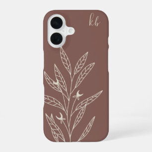 Dark Terracotta Mystic Boho Botanical Monogram iPhone 16 Case