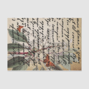 Dark Text Butterfly Decoupage Tissue Paper