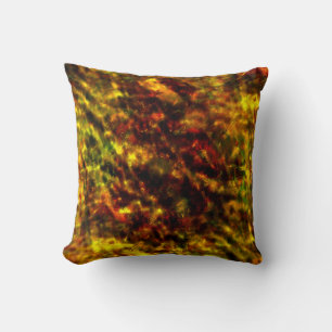 Dark texture glass over red to yellow ochre stains cushion