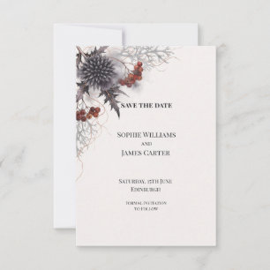 Dark Thistle Berry Scottish Wedding Save The Date