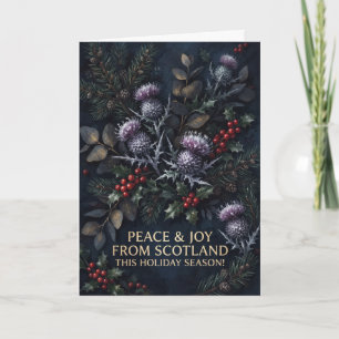 Dark Thistle Peace And Joy Christmas Card
