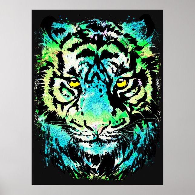 Dark Tiger Poster - Colourful Tiger Eyes  (Front)