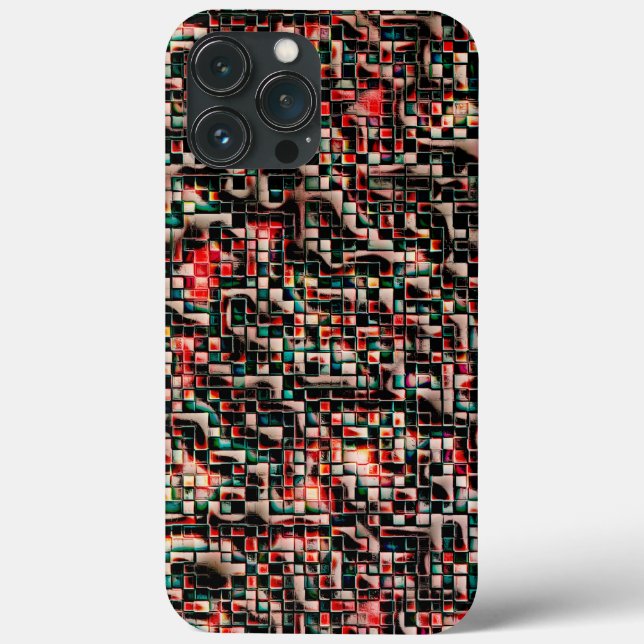 Dark tiles in textured rough style, mosaic squares Case-Mate iPhone case (Back)