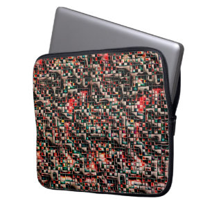 Dark tiles in textured rough style, mosaic squares laptop sleeve