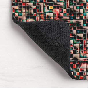Dark tiles in textured rough style, mosaic squares mouse mat
