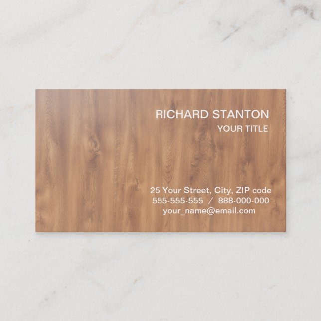 Dark timber pattern business card (Front)