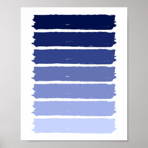 Dark to Light Blue Gradient Paint Stripes Poster