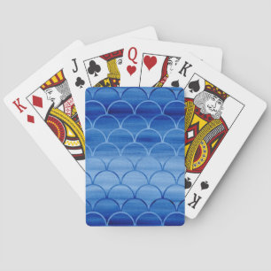 Dark to Light Blue Painted Geometric Pattern Playing Cards