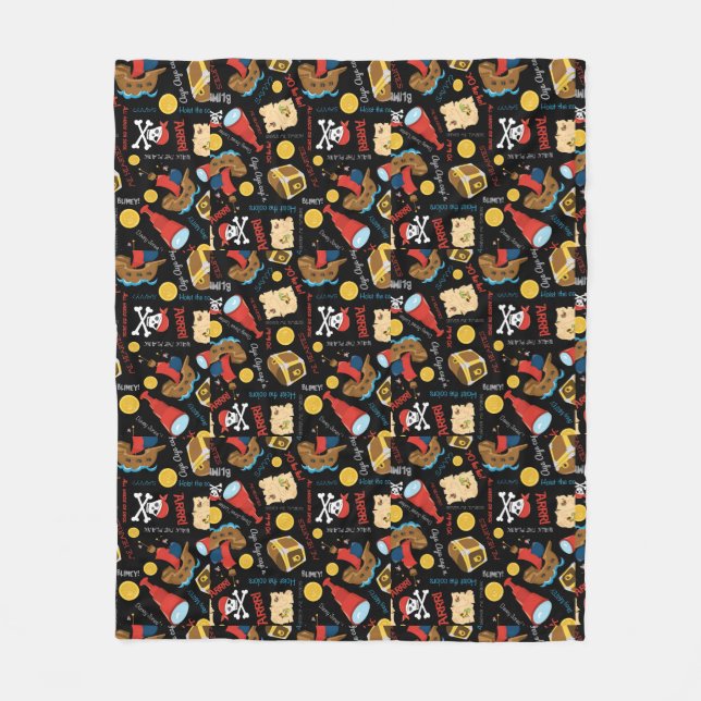 Dark Treasure Island Party Pirate Fleece Blanket (Front)