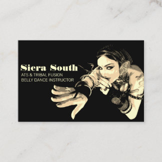 Dark Tribal Belly Dance Instructor Sepia Black Business Card