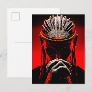 Dark Tribal Fantasy Praying Warrior Postcard