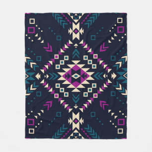 Dark tribal Navajo, vintage geometric. Fleece Blanket