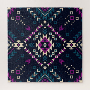 Dark tribal Navajo, vintage geometric. Jigsaw Puzzle