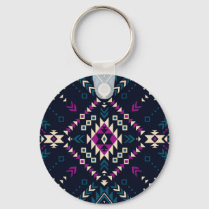 Dark tribal Navajo, vintage geometric. Key Ring