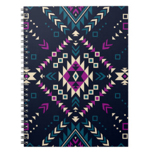 Dark tribal Navajo, vintage geometric. Notebook
