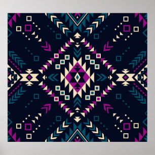 Dark tribal Navajo, vintage geometric. Poster