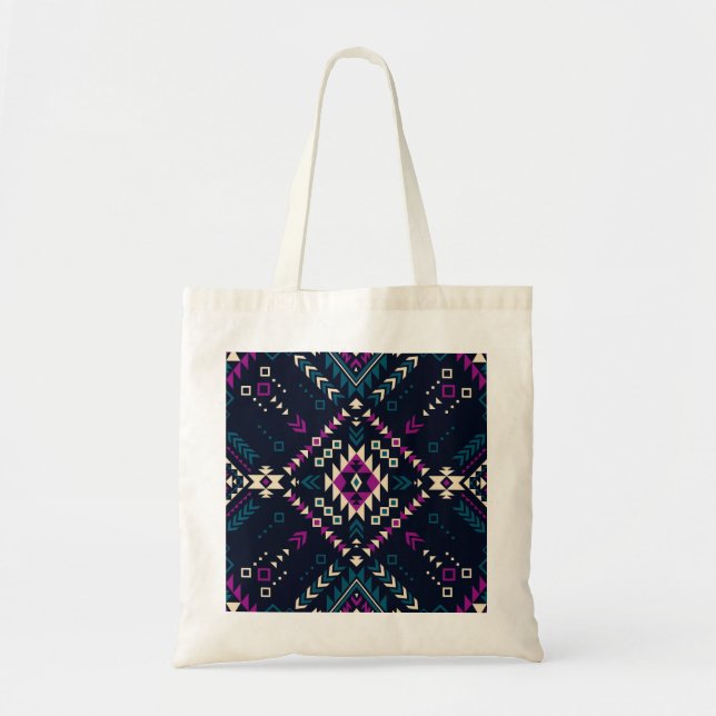 Dark tribal Navajo, vintage geometric. Tote Bag (Front)