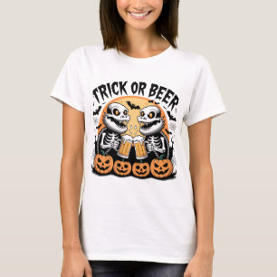 Dark Trick or Beer Halloween Monsters T-Shirt