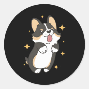 Dark Tricolor Corgi Classic Round Sticker