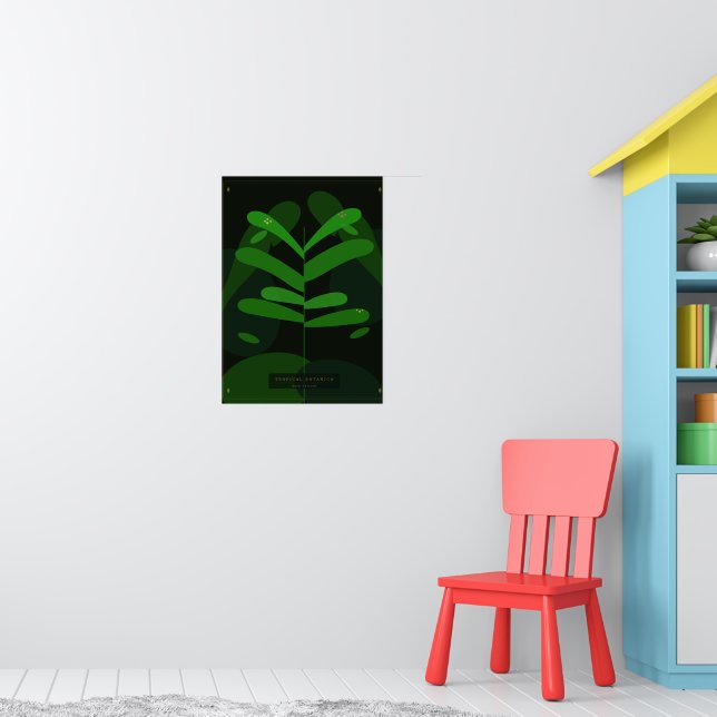 Dark Tropical Botanical Poster | Bold Green Leaves (Nursery 1)