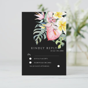 Dark Tropical Floral Botanical Wedding Enclosure Card