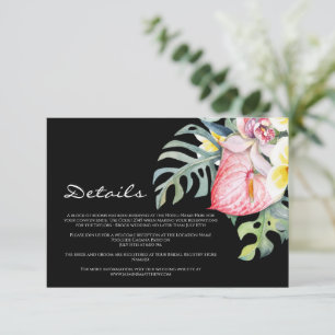 Dark Tropical Floral Hawaii Wedding Enclosure Card