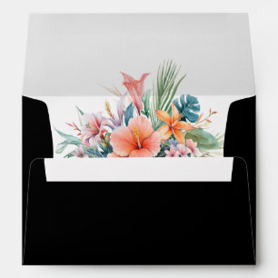 Dark Tropical Floral Wedding Invitation Envelopes