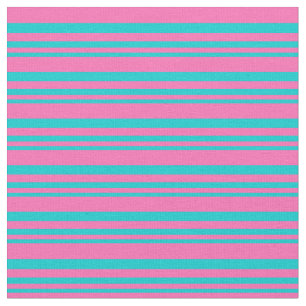 Dark Turquoise and Hot Pink Coloured Stripes Fabric
