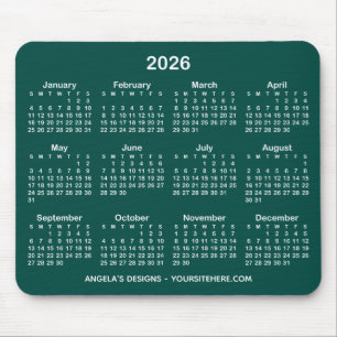 Dark Turquoise and White Calendar Promotional Mouse Mat