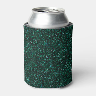 Dark Turquoise Blueish Spring Green Glitter Can Cooler