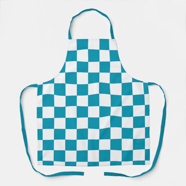 Dark turquoise chequered  apron (Front)