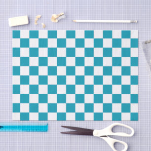 Dark turquoise chequered  tissue paper