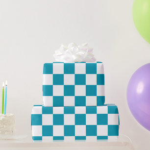Dark turquoise chequered wrapping paper