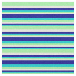 Dark Turquoise, Dark Blue, Beige & Green Pattern Fabric