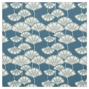 Dark turquoise floral Japanese pattern Fabric