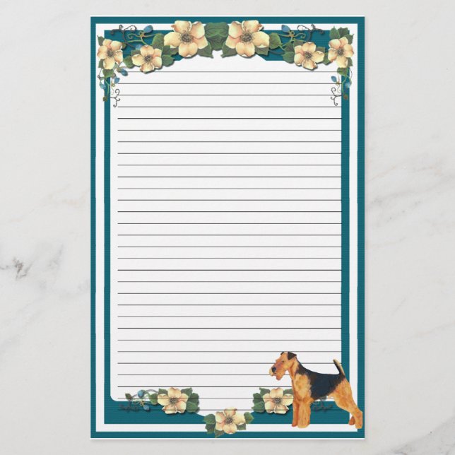 Dark Turquoise Floral lined Stationery (Front)