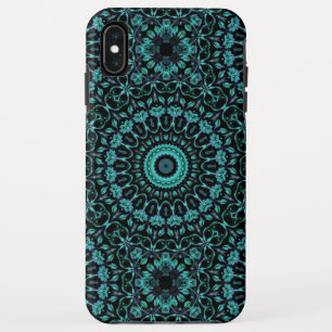 Dark Turquoise Floral Mandala iPhone XS Max Case