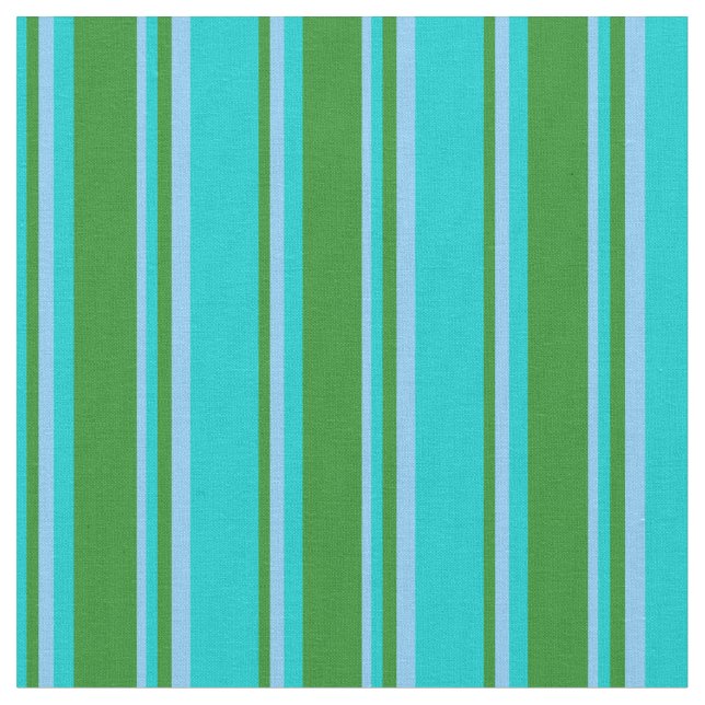Dark Turquoise, Forest Green, and Light Sky Blue Fabric (Close Up)