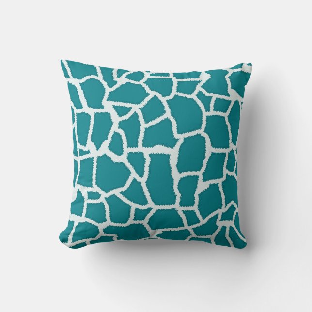 Dark Turquoise Giraffe Animal Print Cushion (Front)