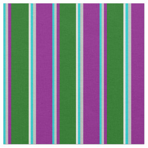 Dark Turquoise, Grey, Purple, Green & Light Cyan Fabric