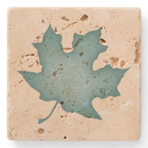 Dark Turquoise Leaf on Cream