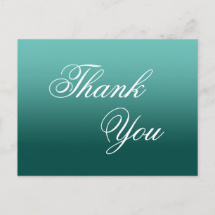 Dark Turquoise Light Teal Ombre Thank You Postcard