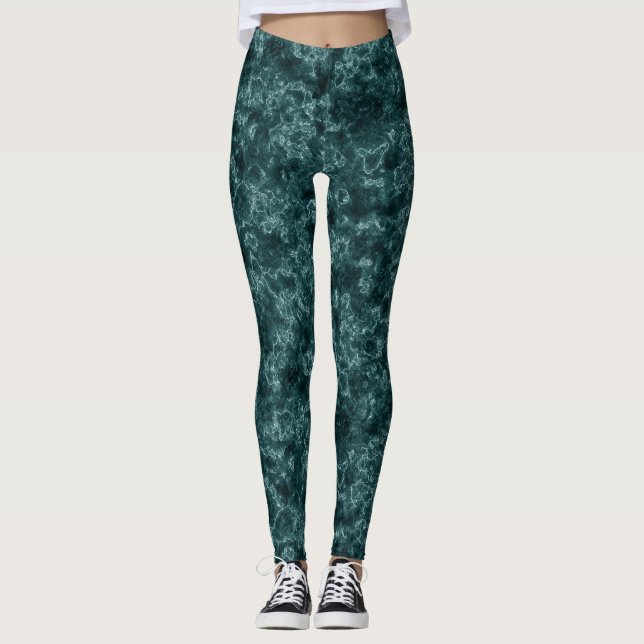 Dark turquoise , marble leggings (Front)