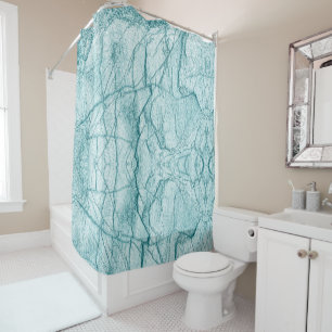 Dark Turquoise Marble Look Shower Curtain