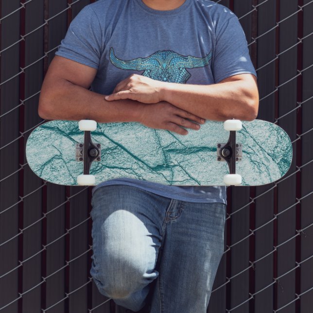 Dark Turquoise Marble Look Skateboard (Outdoor 3)