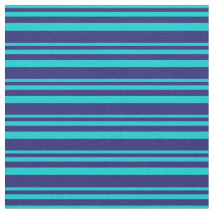Dark Turquoise & Midnight Blue Colored Stripes Fabric