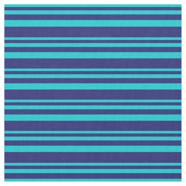 Dark Turquoise & Midnight Blue Coloured Stripes Fabric (Close Up)