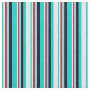 Dark Turquoise, Mint Cream, Red, Sky Blue & Black Fabric