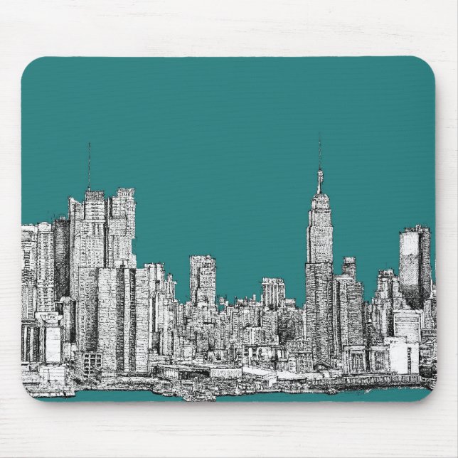 Dark turquoise NYC Mouse Mat (Front)