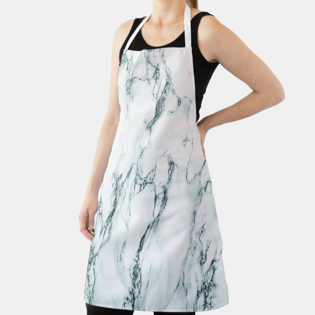 Dark Turquoise Vein Marble Look Apron (Insitu)